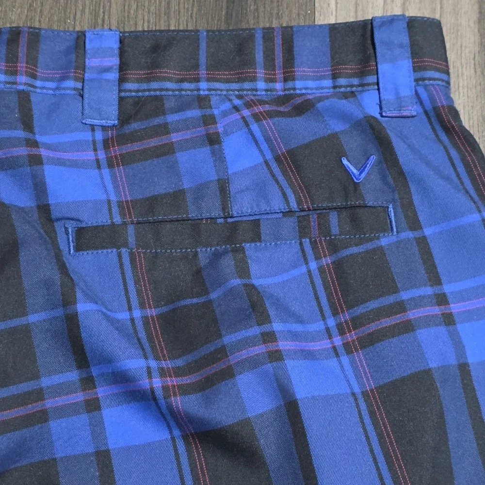 Callaway X Series Men's Golf Shorts Size 34 Blue Black Plaid Performance Active